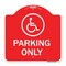 Signmission Parking With New Access Symbol, Red & White Aluminum Architectural Sign, 18" x 18", RW-1818-23407 A-DES-RW-1818-23407 - alternate 1